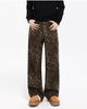 Унисекс ретро леопардовый принт прямые повседневные брюки