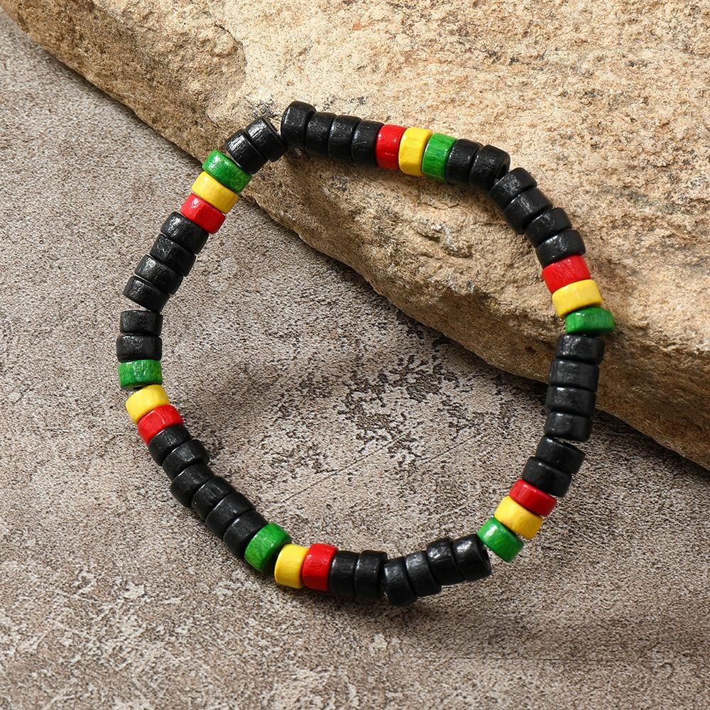 Хип-хоп эластичный браслет ожерелье ручная веревка ретро деревянные бусины комплект ювелирных изделий студент