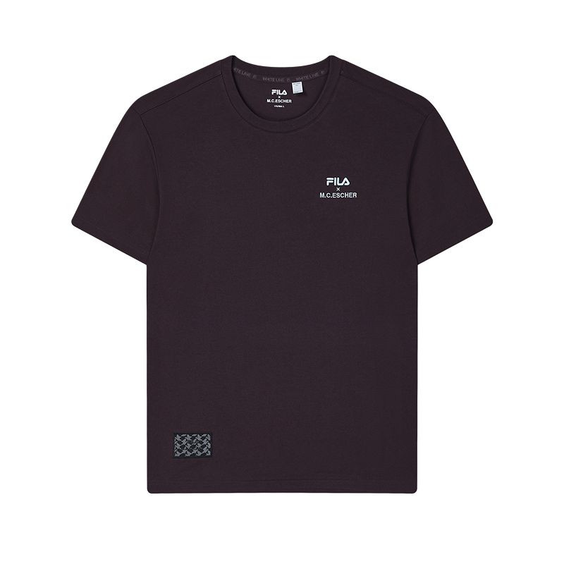 Fila X M.C. ESCHER Heritage Series Minimalist Pullover Fashion Knit Short Sleeve T-Shirt Men Tops F11M538129F-WI
