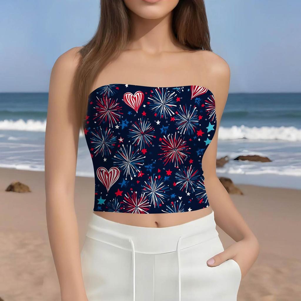 Crop Tops For Women Sexy Cami Tank Summer Tube Sleeveless Printed Camisole Shirt Vest