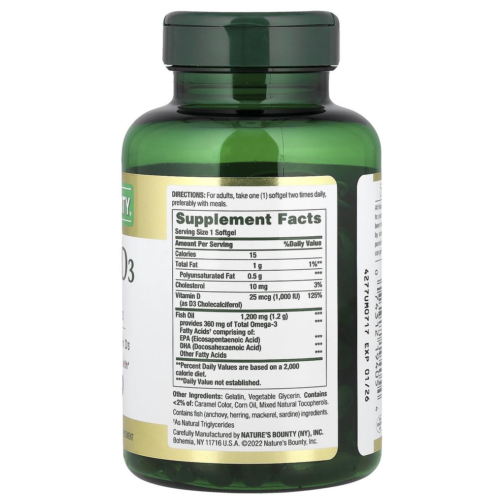 Nature'S Bounty, Fish Oil + D3, 90 Fast-Acting Softgels