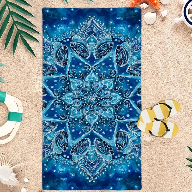 Black White Mandala Print Beach Towel Pool Towel for Travel Swimming Yoga Holiday Outdoor Summer Bath Shower Towel