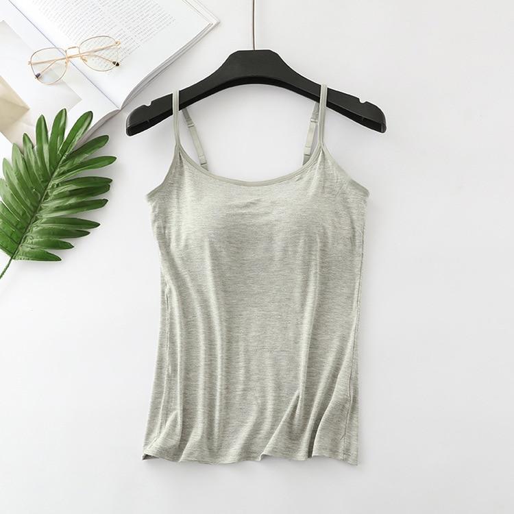 2025 New Modal Female Large Size No Steel Ring Integrated Five-finger Chest Pad Camisole Bottoming Shirt Slim Multicolor