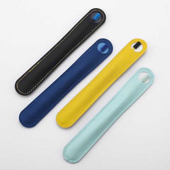 Yousheng Silicone Earwax Remover Set Stainless Steel Ear Picks Double-Head Spiral Brush Head Portable Ear Cleaner with Long Handle Faux Leather Case