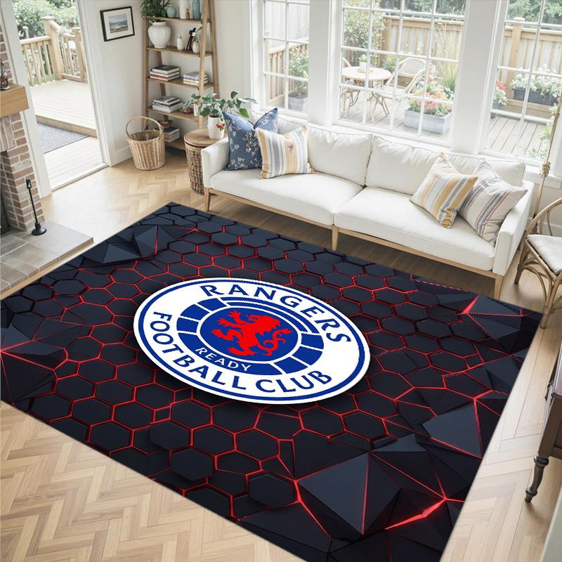 Rangers FC Design Crystal Velvet Carpet Cozy Non?Slip Printed Rug For Bedroom Living Room Entrance