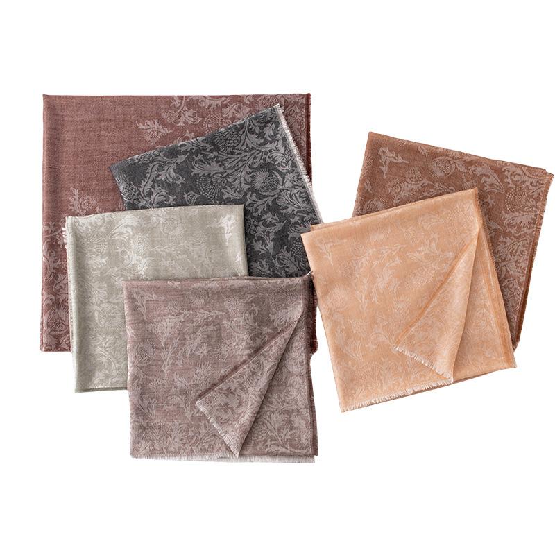 Cashmere Scarf High End French Retro Cashew Flower Jacquard Large Square Scarf Air Conditioned Room Shawl for Women Autumn Outerwear