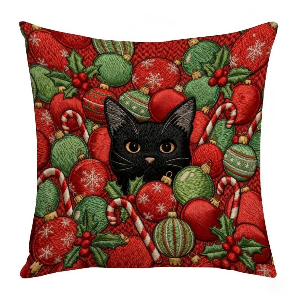 2D Printed Throw Cushion Case Deer Xmas Tree Pillowslip Santa Pillow Cover Couch Decor
