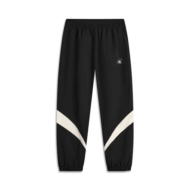 Li-Ning Sports Trend Series Color Block Mid-Rise Comfortable Breathable Versatile Loose Fit Jogger Pants Men Bottoms Black AYKU166-1