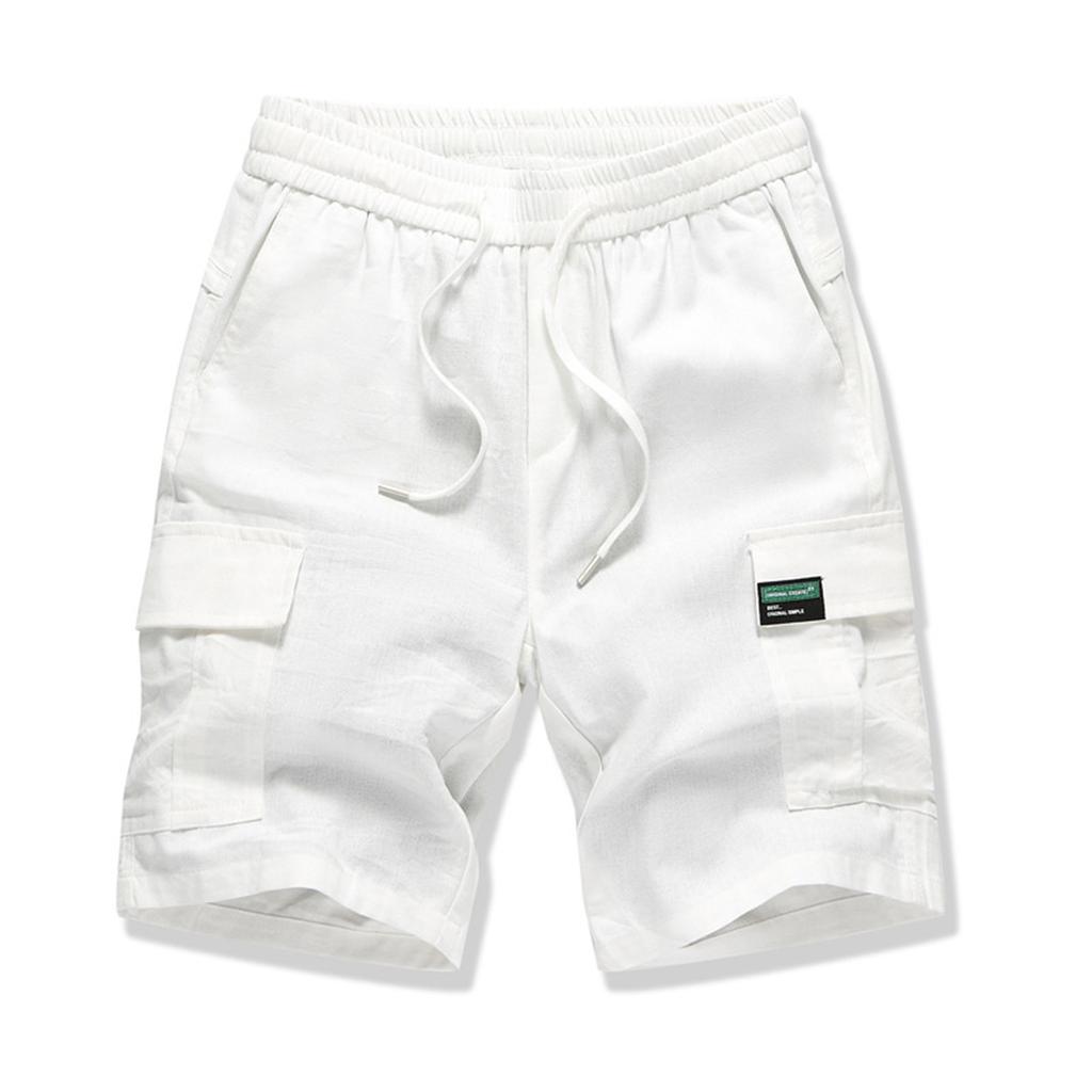 Multi Bag Work Shorts Summer Men's Cotton Linen Loose Casual Pants Capris