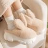 Women's Fur Slippers Winter Plush Ears Home Shoes Women White Rabbit Slippers Women's Home Clogs Shoes
