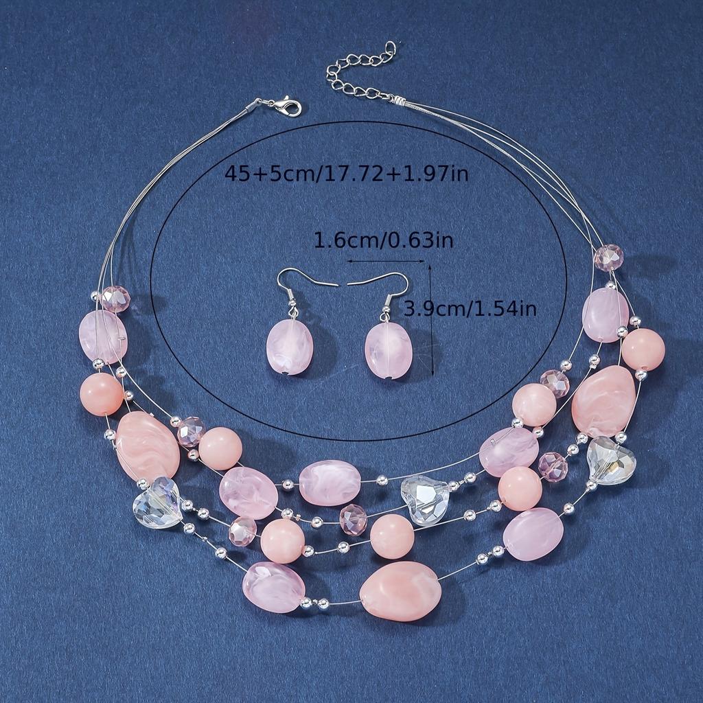 Летний комплект украшений в стиле бохо-шик из 3 предметов — разноцветное ожерелье и серьги из бисера, идеально подходит для вечеринок и отпуска