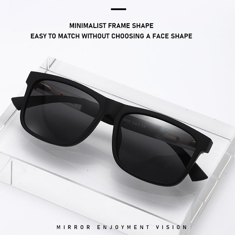 Simple Square Sunglasses Trendy Personalized Temple Design Sun Protection UV Protection Versatile Sunglasses 3005