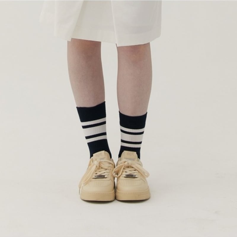 SPNK Mid-length Striped Socks_Black