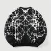 Dark Gothic Knit Sweater Women Men Loose Fit Long Sleeve Round Neck Jacquard Viscose Blend Streetwear