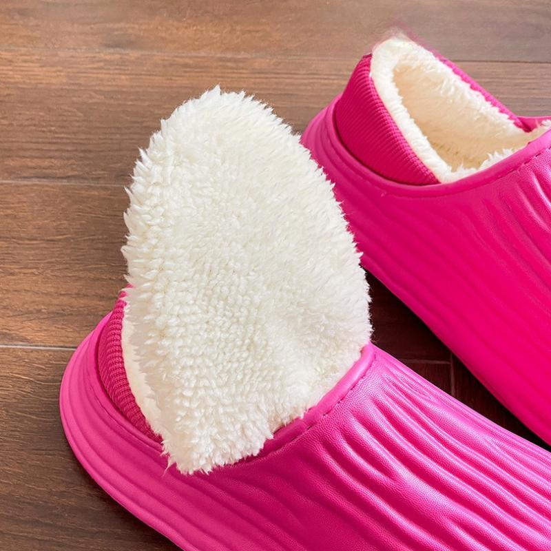 Зимние теплые женские тапочки повседневные плюшевые балетки домашние водонепроницаемые нескользящие туфли для дома и улицы толстые домашние тапочки на платформе