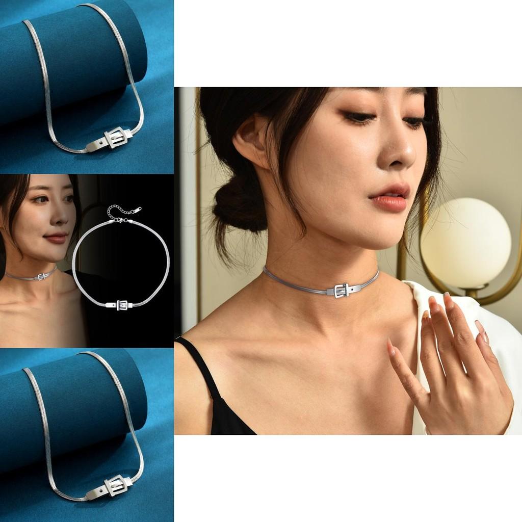 Стильное ожерелье из титановой стали «Змеиная кость» для женщин с геометрическим дизайном для модного чокера