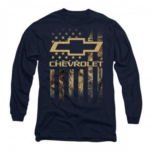 Chevrolet Mens Flag Camo Long-Sleeved T-Shirt