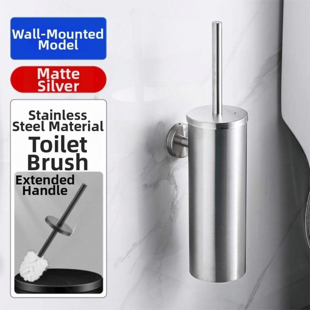 Stainless Steel Toilet Cleaning Brush No Drill Bathroom Cleaning Tool Toilet Brush Set Restroom