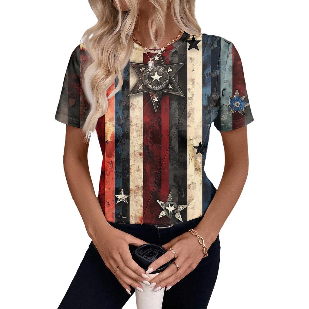 Женский топ с коротким рукавом и принтом «День независимости»