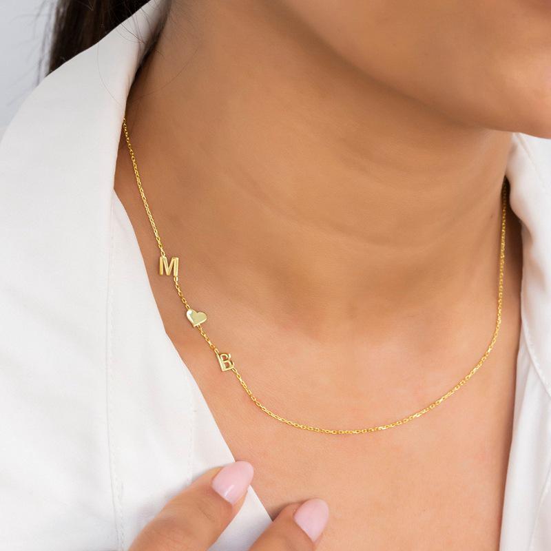 Персонализированное ожерелье с буквой из нержавеющей стали - Титановая сталь с покрытием 18 карат золотом для женщин