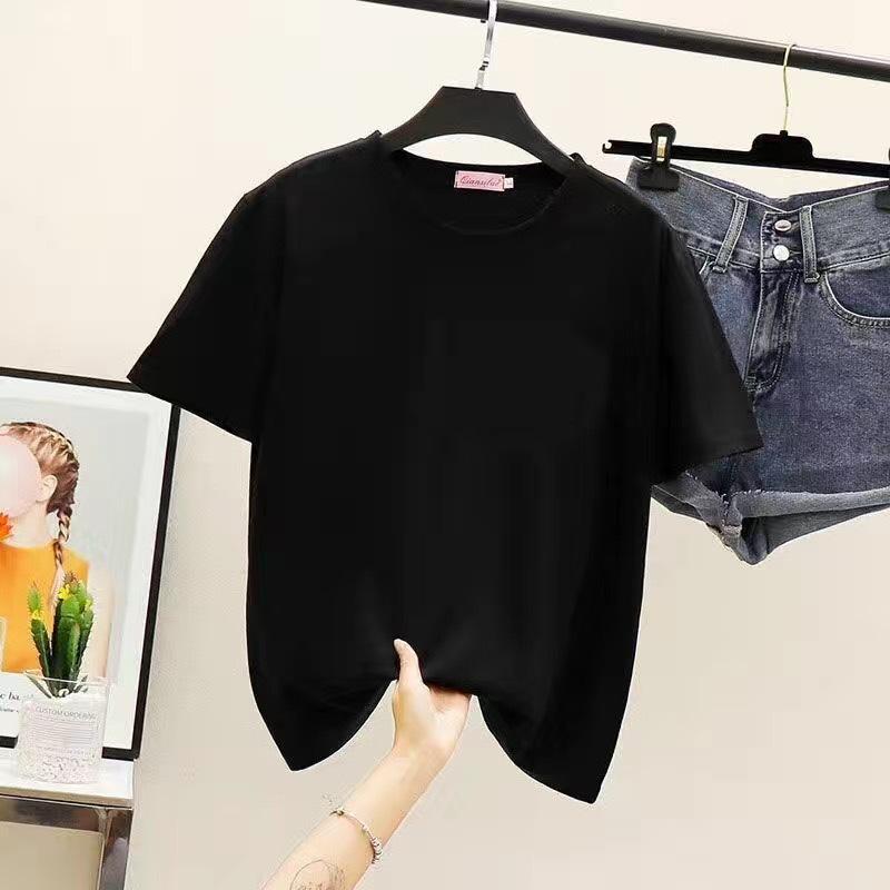 Running casual plus-size sports set, women's five-point pants, short-sleeve summer Korean style loose plus-size printed fashion