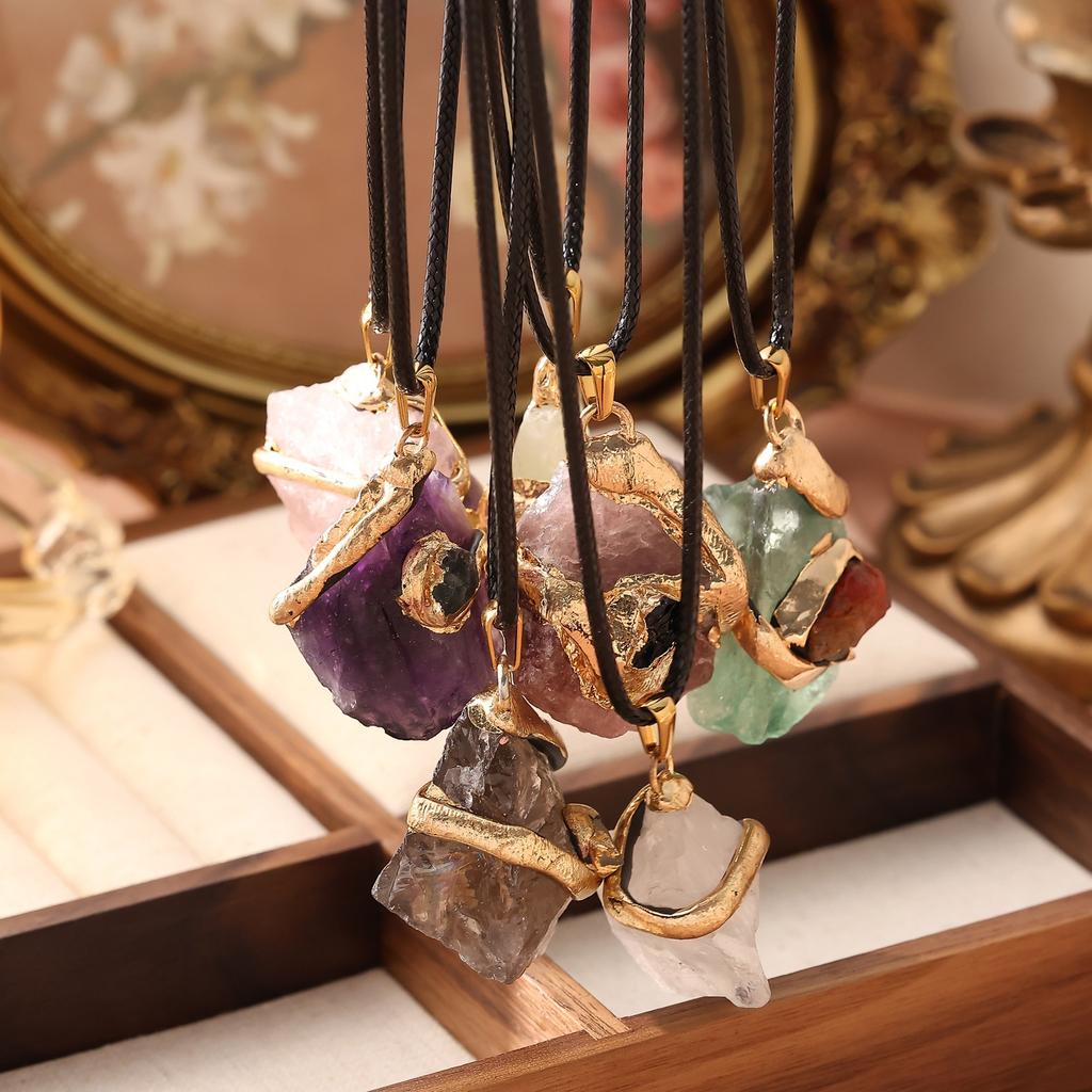 Original design, best-selling natural cubic zirconia pendant, multi-colored crystal stone, irregular necklace jewelry