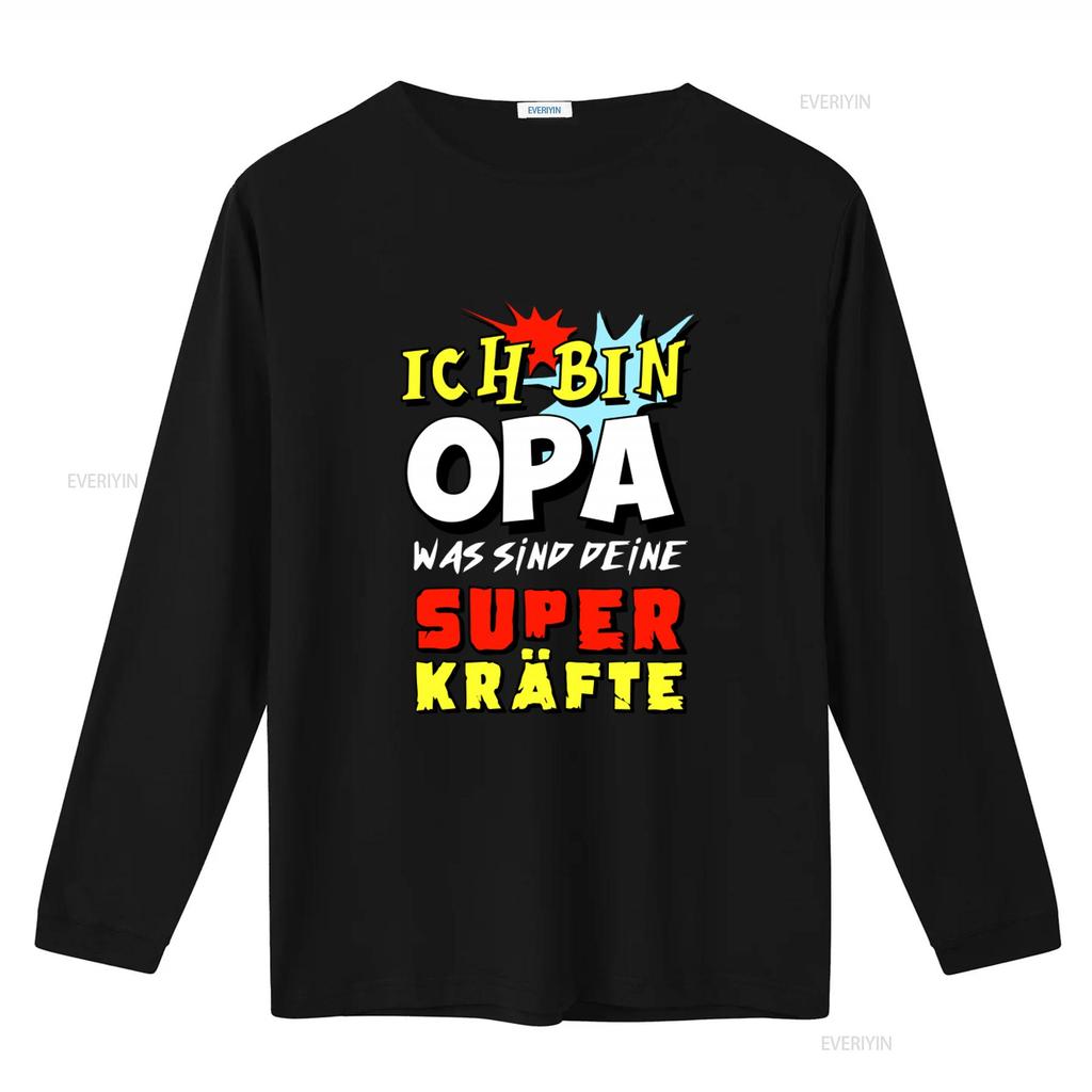 Ich Bin Opa Was Sind Deine Superkräfte Print Mens T Shirt vintage Washed streetwear Slightly Casual Stretched homme graphic