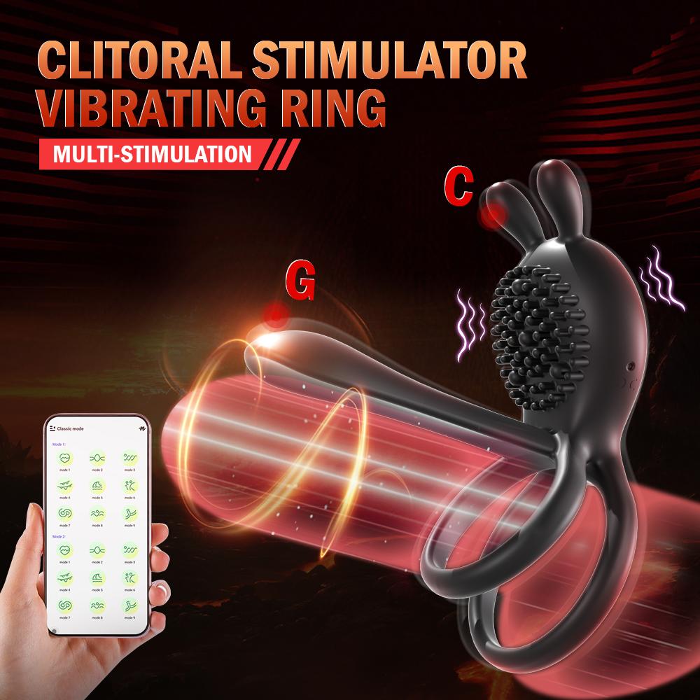 APP Беспроводное управление Вибрирующее кольцо на пенис Вибратор для пениса Преждевременная эякуляция Стимулятор точки G Клитора Секс-игрушки для пар для мужчин