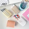 Pen Holder Imitation Rattan Holder, Round Hollow Desk Organizer, Large Capacity Pencil And Gadget Cup for Pens Pencils Makeup Brushes, Nordic