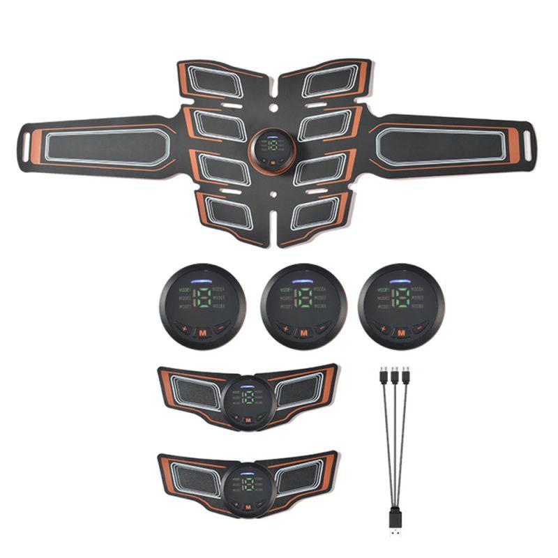 EMS Abdominal Muscle Stimulator Trainer 3 Controllers USB Rechargeable Tens Pulse Muscle Massage Fitness Training Device Weight Loss Body Slimming