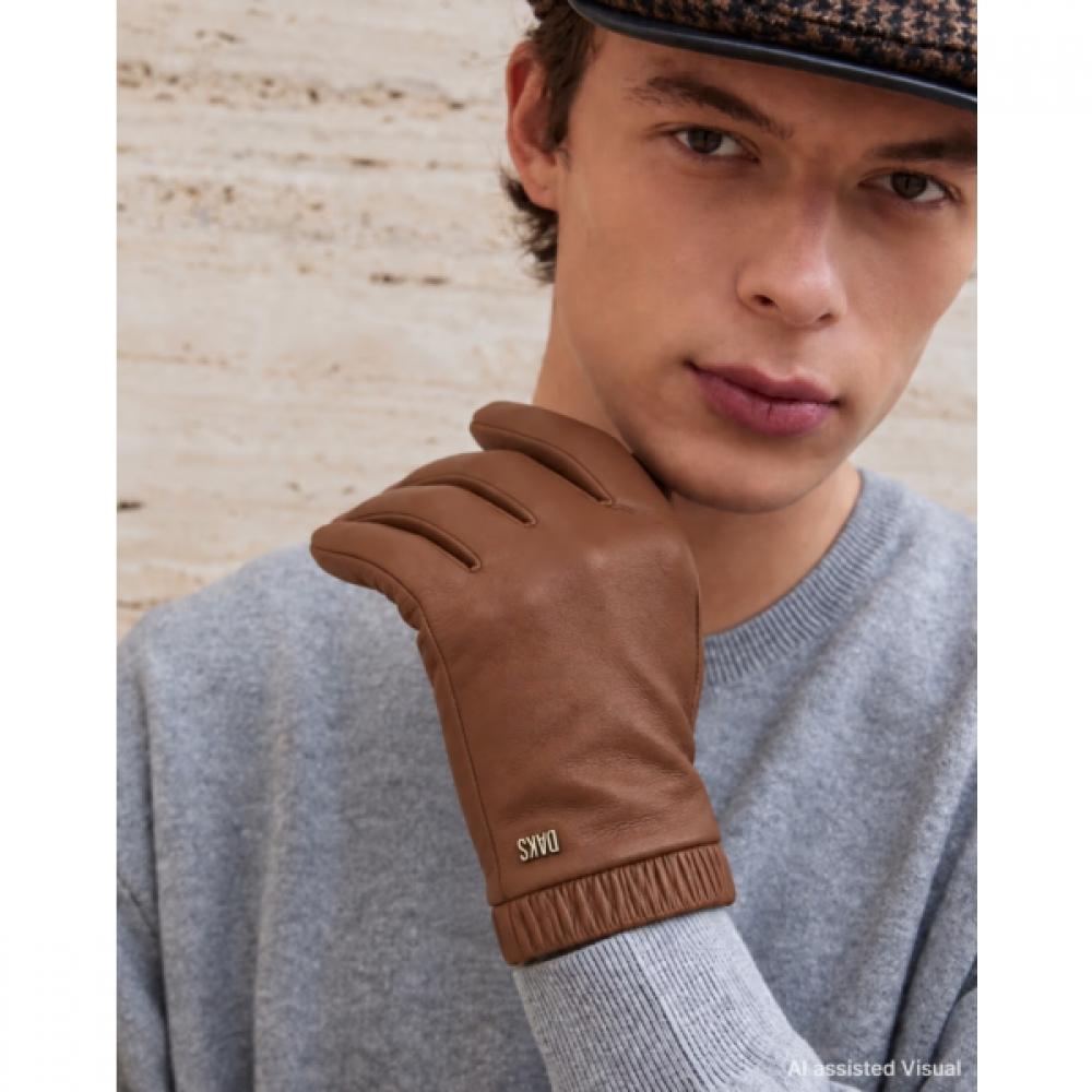 DakS Men S claSSic Logo Leather gloveS Brown Dcgv6f002w2