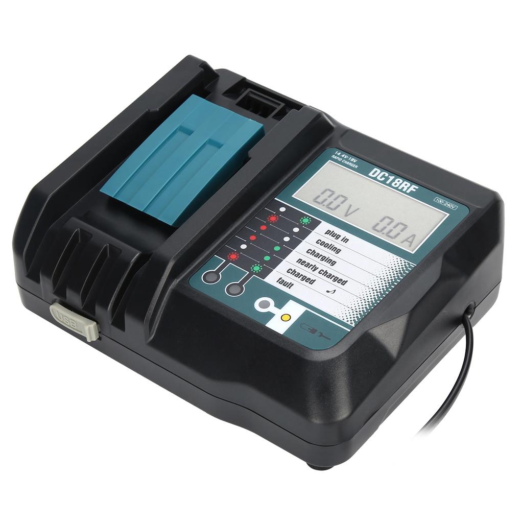 Зарядное устройство DC18RF с USB-интерфейсом для экрана, подходит для литиевых аккумуляторов Makita 14 В/18 В
