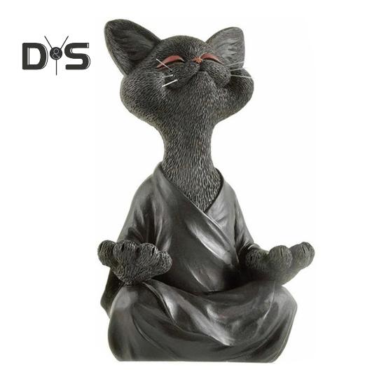 Статуэтка Будды-кота, сидящая статуя кошки для медитации, статуэтка Будды-кота из смолы, настольная коллекция украшений для внутреннего декора, йоги, медитации