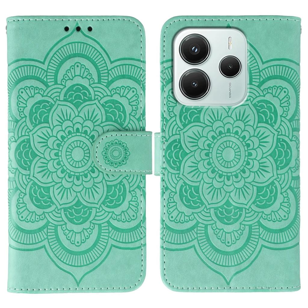 For Xiaomi Redmi Note 14 5G/Poco M7 Pro 5G Case PU Leather Mandala Imprinted Design Wallet Phone Cover