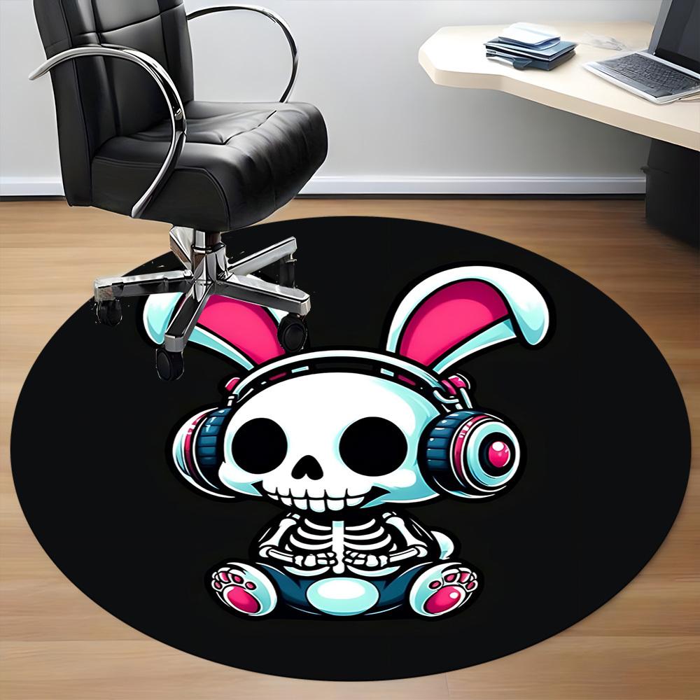 1pc Bunny Beats Office Round Area Rug, Under Office Chairs Bedroom Living Room Home Decor, Room Deco, Available in Various Sizes
