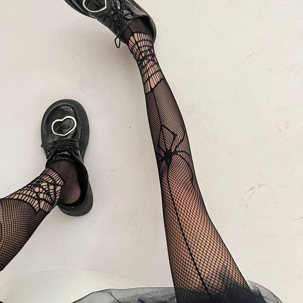 Колготки Halloween Gothic Spider Web - черные чулки в стиле Y2K