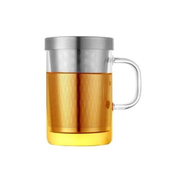 500 мл стеклянная кружка для заваривания чая, большая кружка для чая из боросиликатного стекла с заварочным устройством из нержавеющей стали, кружка для кофе для дома и офиса, посуда для напитков
