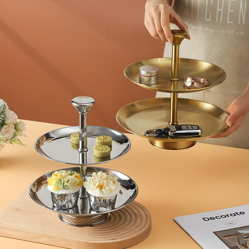 Двухъярусная фруктовая тарелка, двухъярусный поддон, кухонная утварь, настольный органайзер, конфетница, домашний поднос для гостиной и рабочего стола