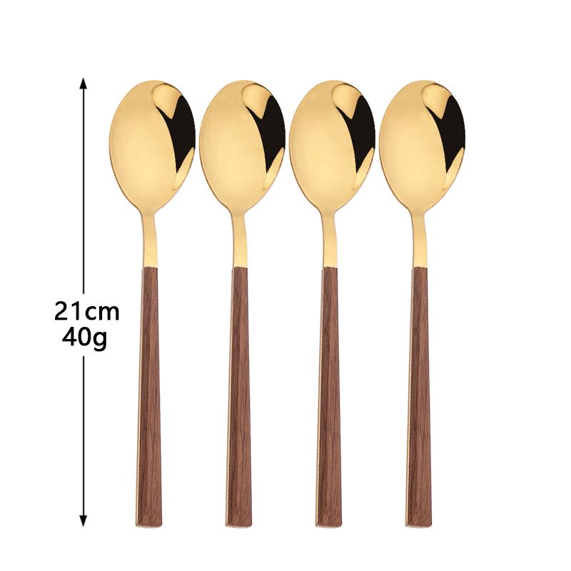 4/12/16Pcs Cutlery Set Chopsticks Knives Forks Spoons Tableware Set with Imitation Wooden Handle Korean Japanese Dinnerware Set