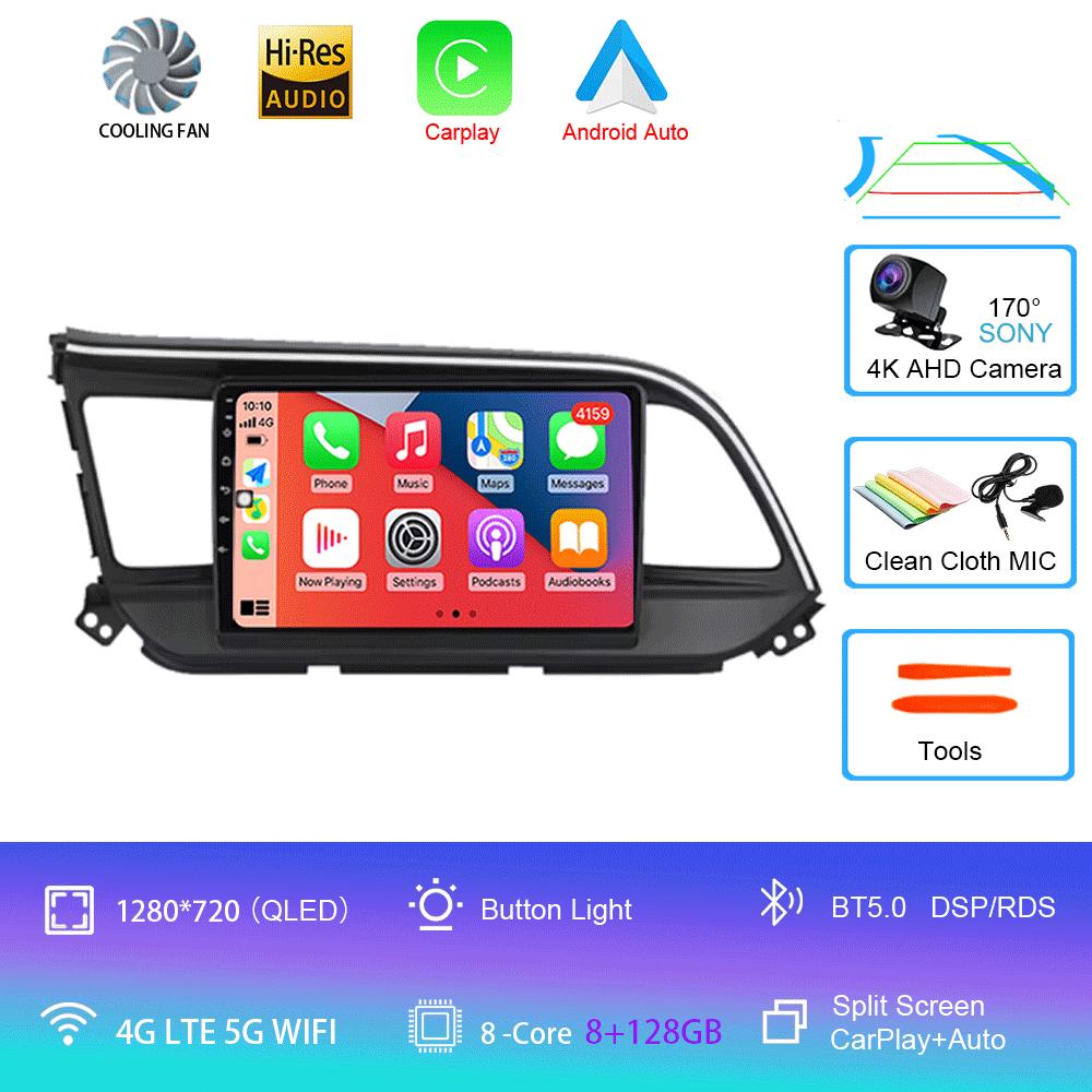 For Hyundai Elantra 6 2019 2020 Car Intelligent System CarPlay DSP Navigation GPS Android 14 All In One MIC 2000*1200P