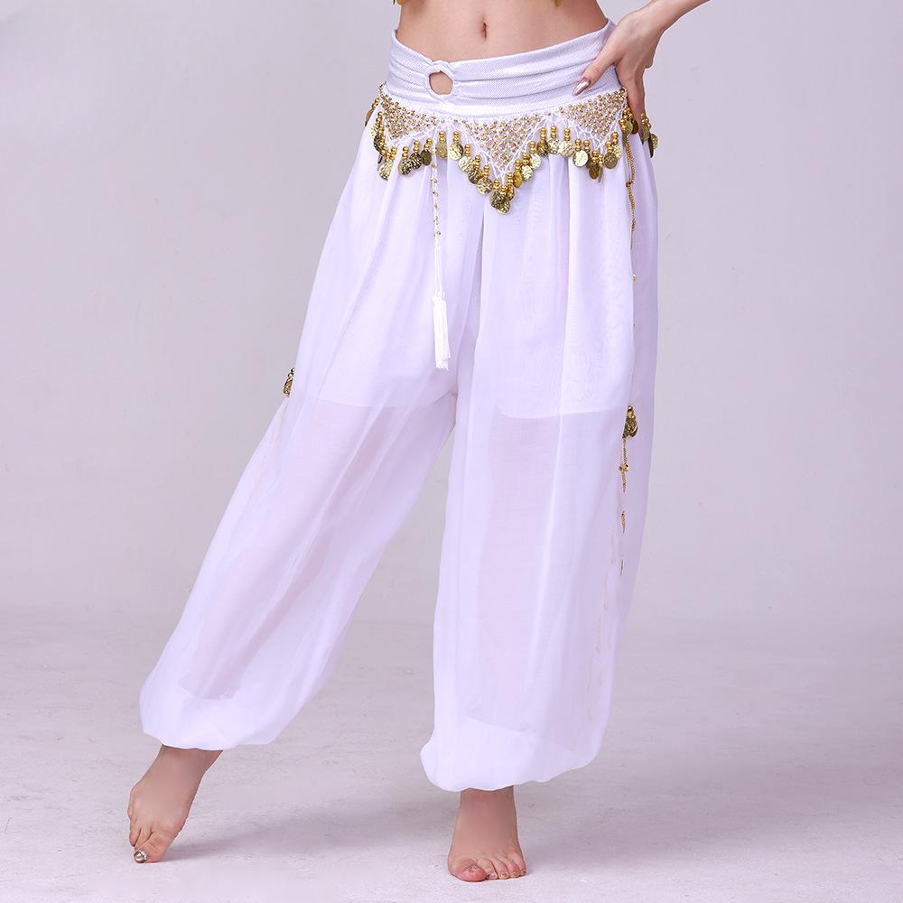 Костюм для танца живота, длинные штаны с пайетками, танцевальный костюм для выступлений, шифоновые шаровары