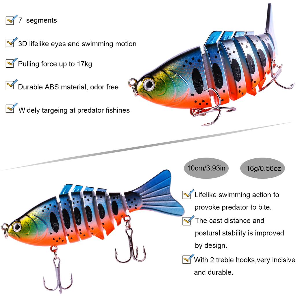 Рыболовные приманки, 1 шт., многоцветная приманка, сегментная жесткая приманка, медленные искусственные приманки, воблер