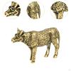 Латунная фигурка коровы, статуэтка тигра, портативный маленький домашний подарок, забавный винтажный подарок для домашней книжной полки