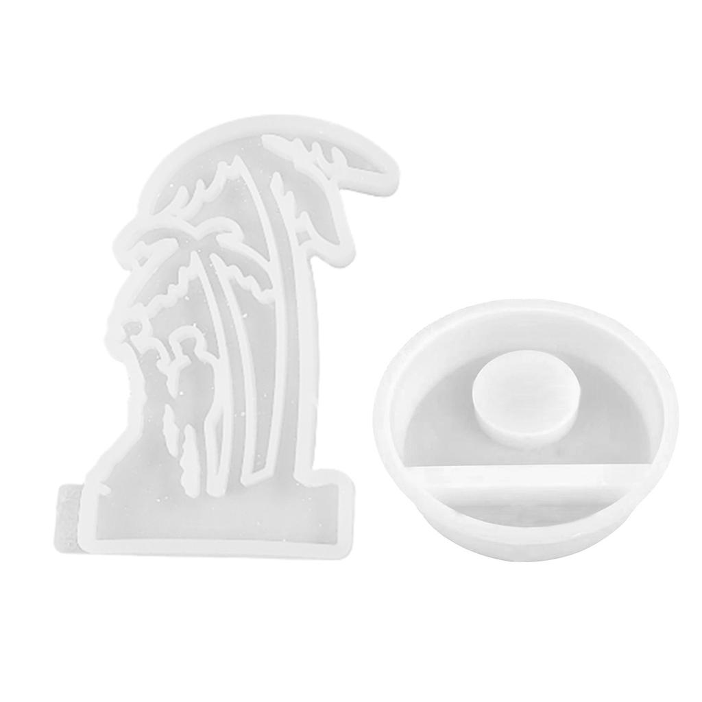 Two Coconut Tree Candlestick Molds Candle Holder Silicone Molds Combination Casting Moulds Decorations Plaster Molds