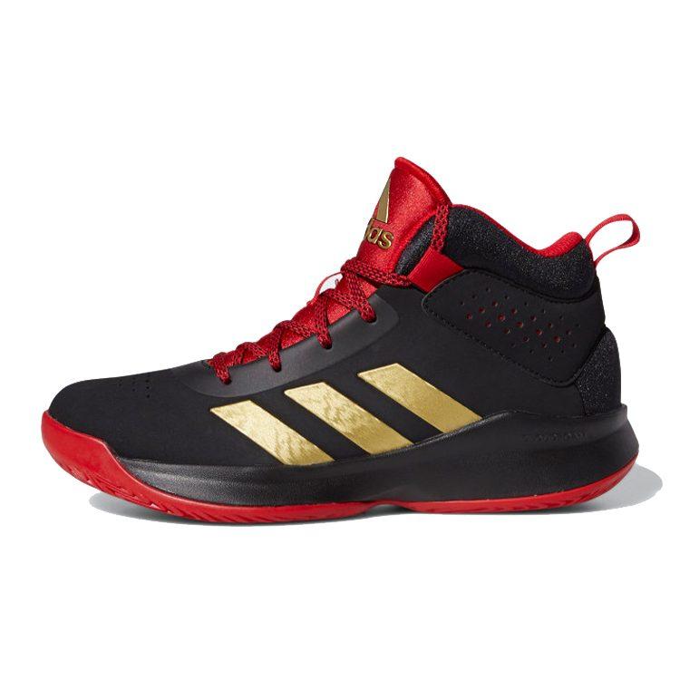 adidas Кросс Эм Ап 5 Дышащие Средние Винтажные Баскетбольные Кроссовки Черно-Красные Золотые Детские FZ1475