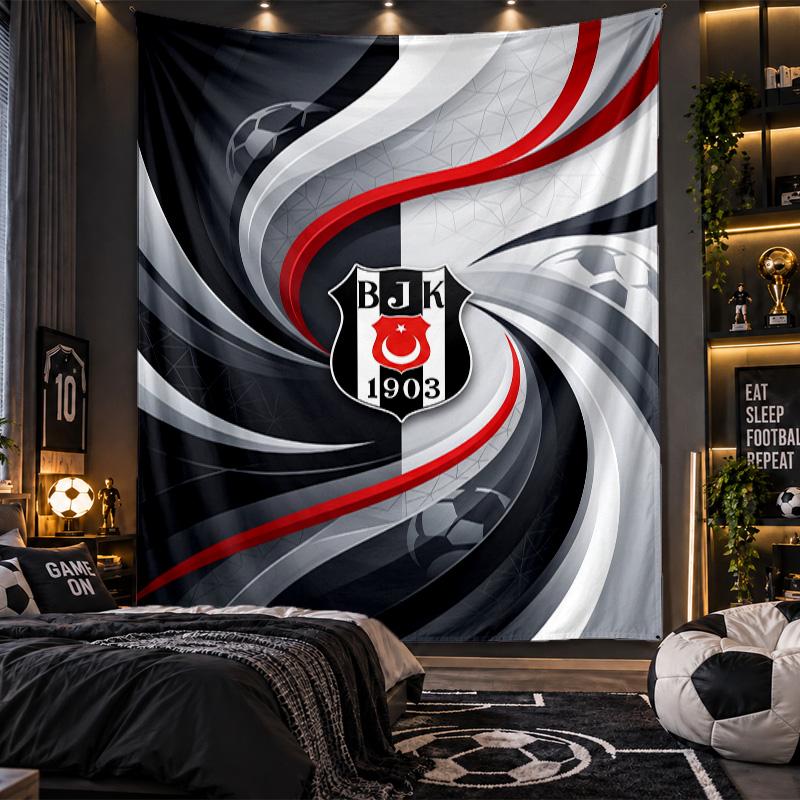 Wall Hanging Tapestry Beşiktaş FC Print Cloth for Living Room Bedroom Home Decor