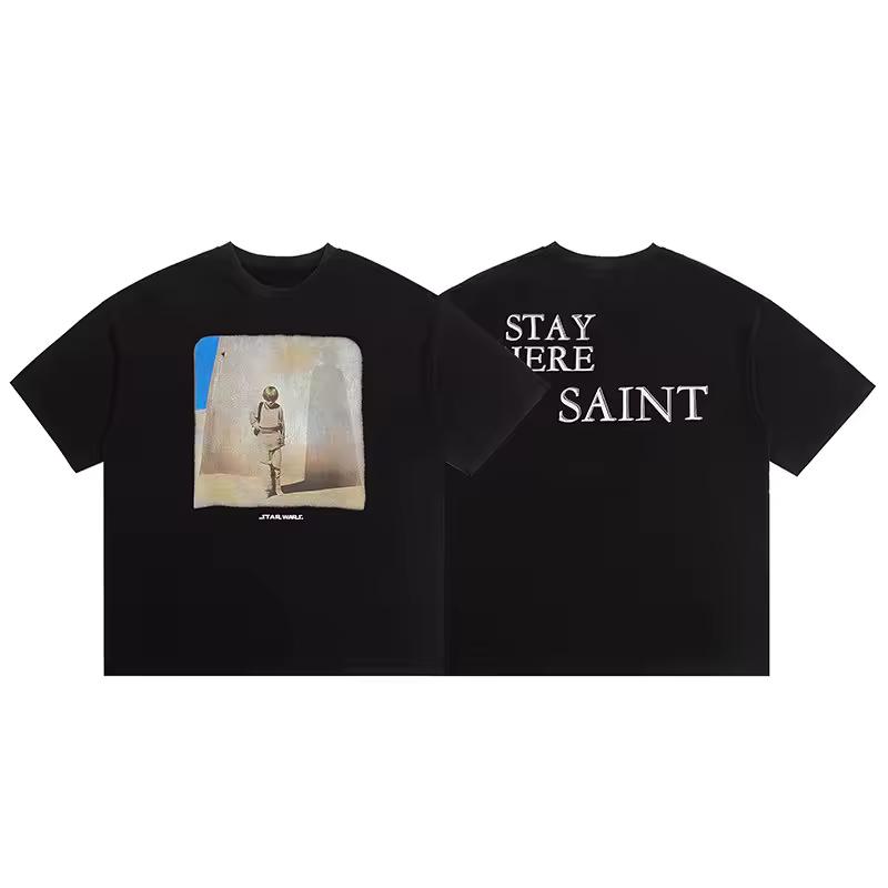 Hot Saint Vintage Michael American High Street Retro Short-sleeved Cotton T-shirts for Men and Women