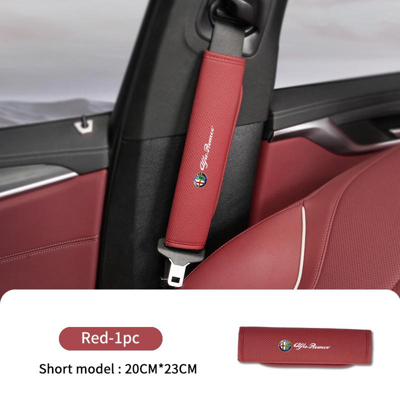 Car Seat Belt Shoulder Cover Leather Shoulder Protector Pad For Alfa Romeo 159 Giulietta 156 147 Giulia Mito GT Stelvio Spider ert853