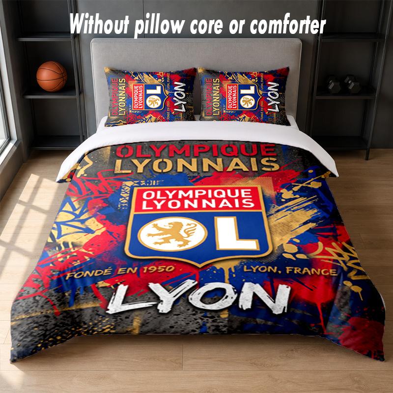 Lyon FC Design Bed Bedding Set 1 Duvet Cover + 2 Pillowcases Soft Breathable Household Bed Linens