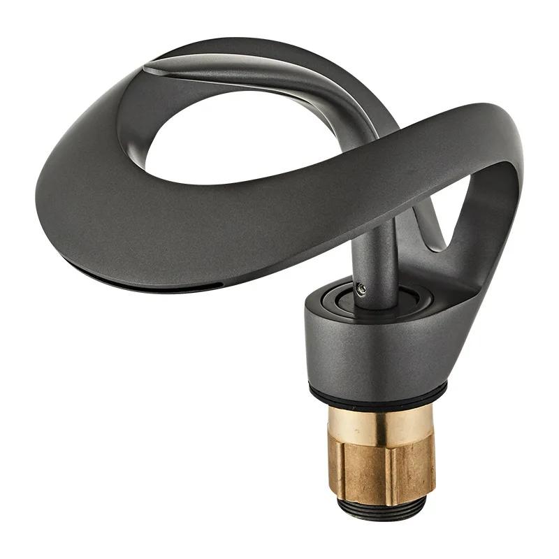 Золотой/белый смеситель для раковины в ванной комнате, черный смеситель для ванной комнаты, латунь, креативный серый смеситель для раковины, смеситель для раковины с водопадом и горячей и холодной водой